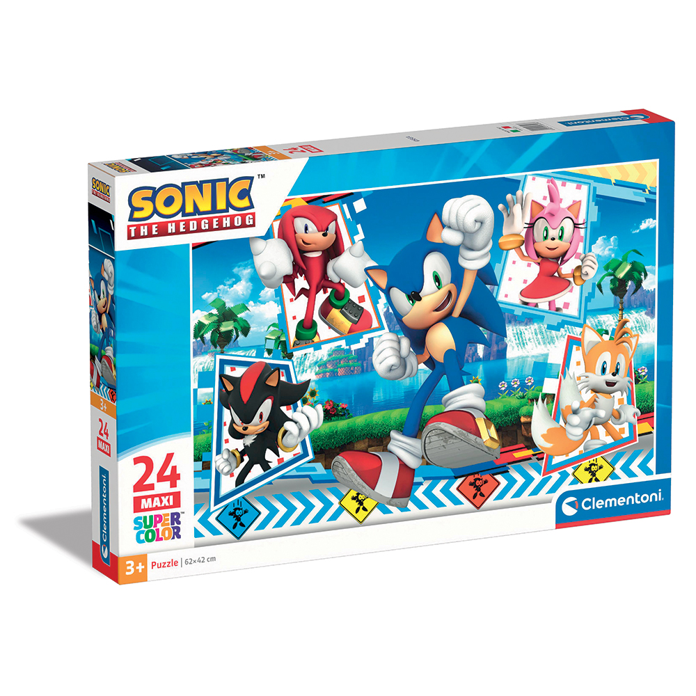 120028526-6617effa1012a18cecbe80eb Clementoni Παιδικό Παζλ Maxi Super Color Sonic The Hedgehog 24 τμχ - Image 1