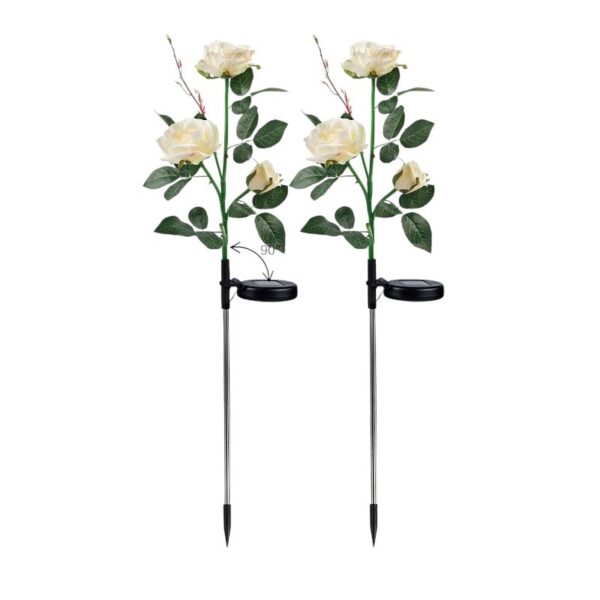 Φωτιζόμενα διακοσμητικά λουλούδια LED με ηλιακό πάνελ - 2pcs - 150333 - White