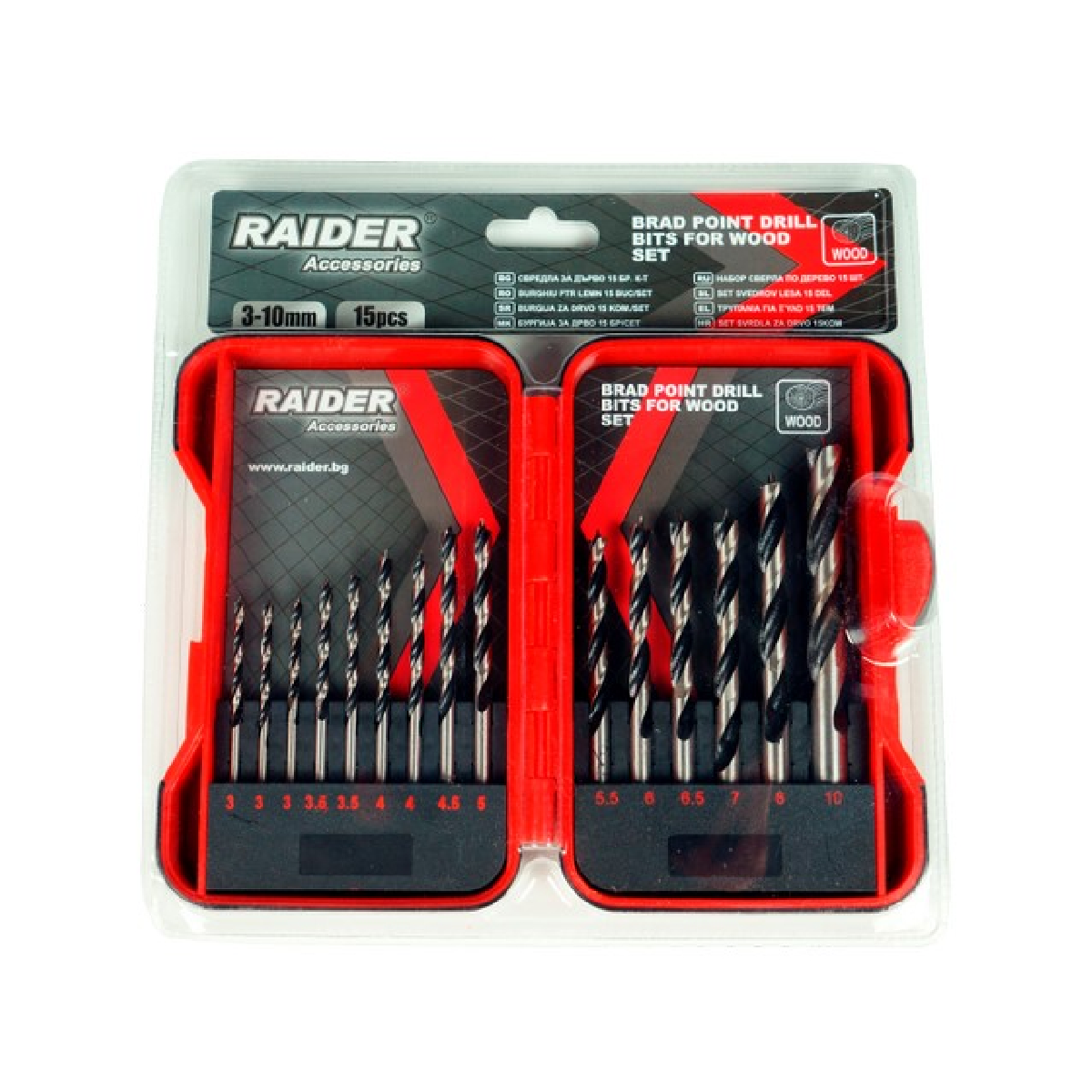 157791 RAIDER Τρυπάνι ξύλου ακίδος σετ 15τεμ 3-10ΜΜ 157791 - Image 1