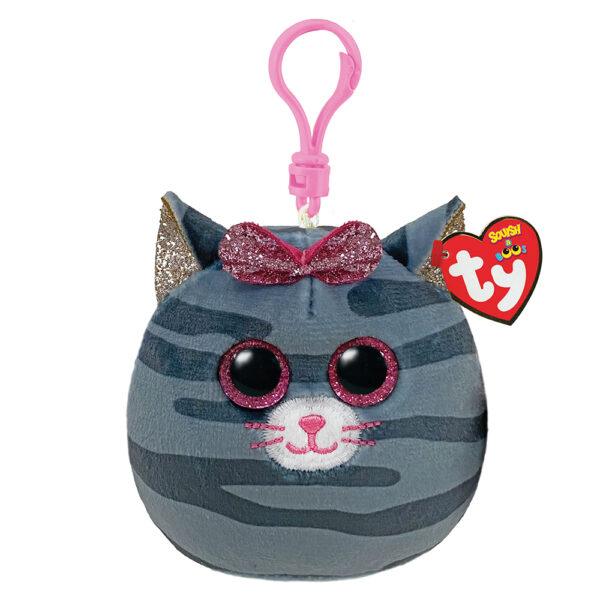 TY Squishy Beanies Kiki Χνουδωτό Μπρελόκ Γατούλα Γκρι