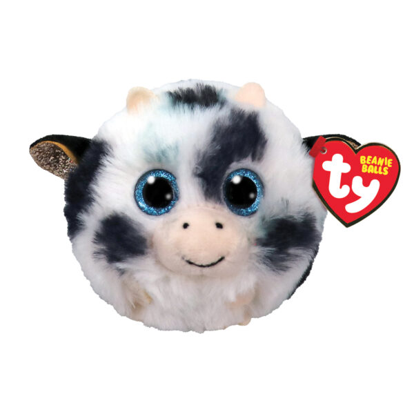 TY Beanie Balls Mooph Χνουδωτή Αγελαδίτσα Λευκή Με Μαύρες Στάμπες