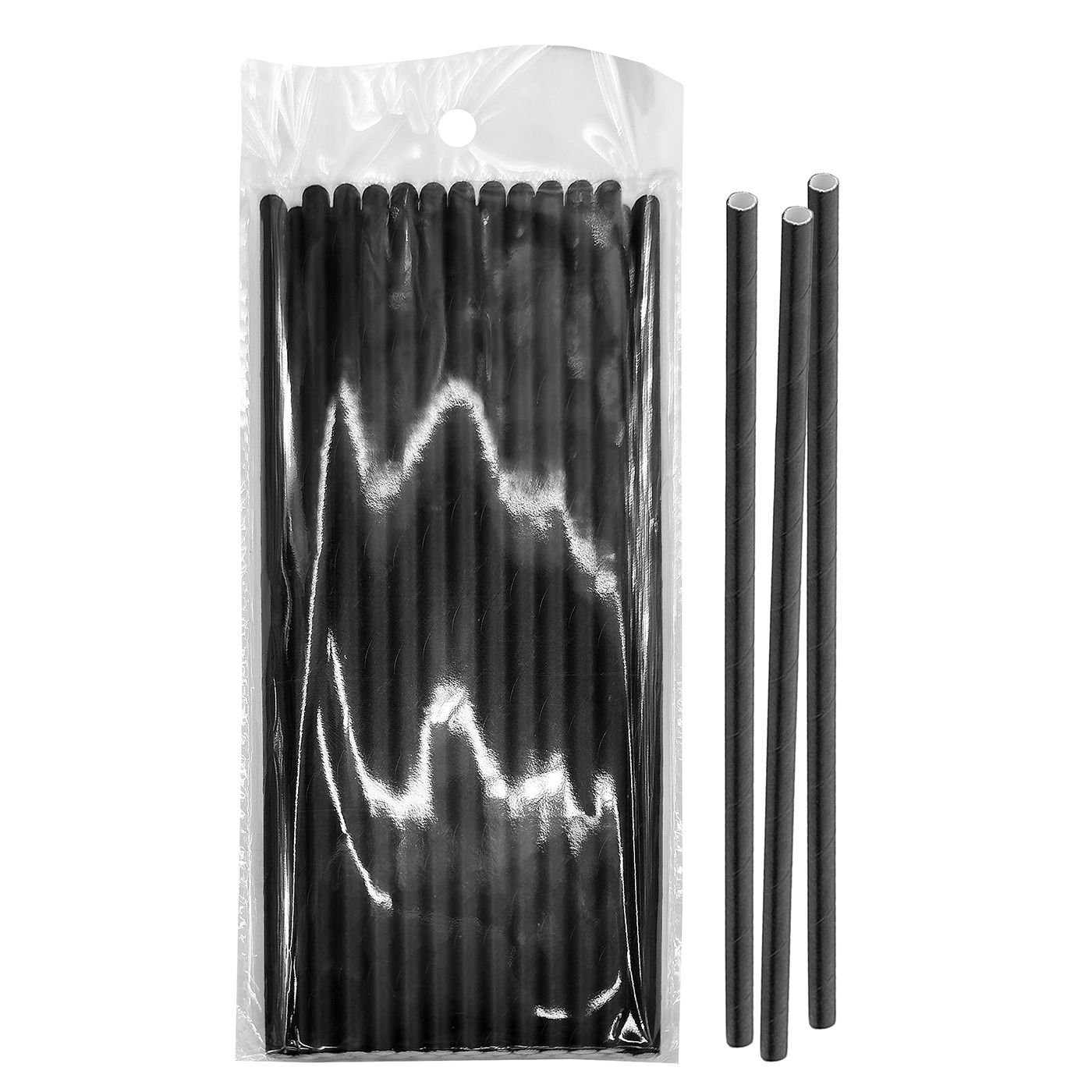 17-73 Καλαμάκια Χάρτινα Μαύρα πακ=25 τεμ 20x0,6cm Homie 3793 - Image 1