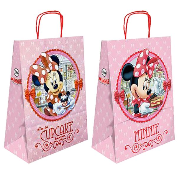 Τσάντα Δώρου Χάρτινη Minnie ροζ Πεταλούδες (32cm) 32x24x10cm Disney