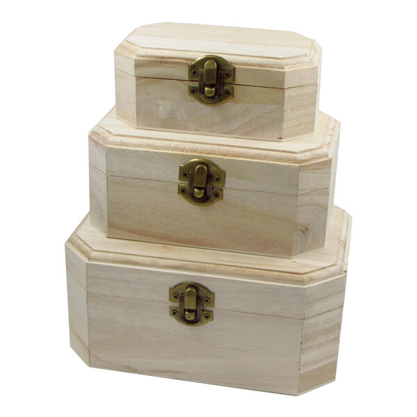 Σετ 3 ξύλινα αλουστράριστα κουτιά