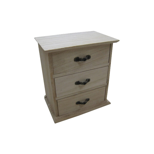 Ξύλινη αλουστράριστη συρταριέρα