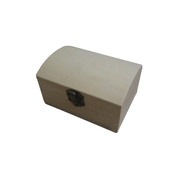 Ξύλινο αλουστράριστο κουτάκι σε σχήμα μπαούλου