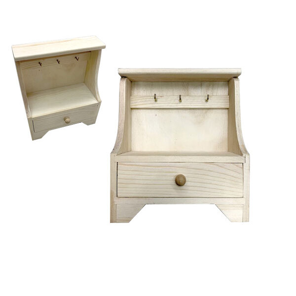 Ξύλινη αλουστράριστη συρταριέρα 17,5cm