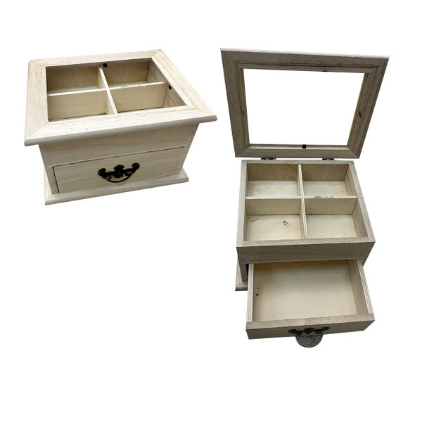 Ξύλινη αλουστράριστη μπιζουτιέρια 9,5cm