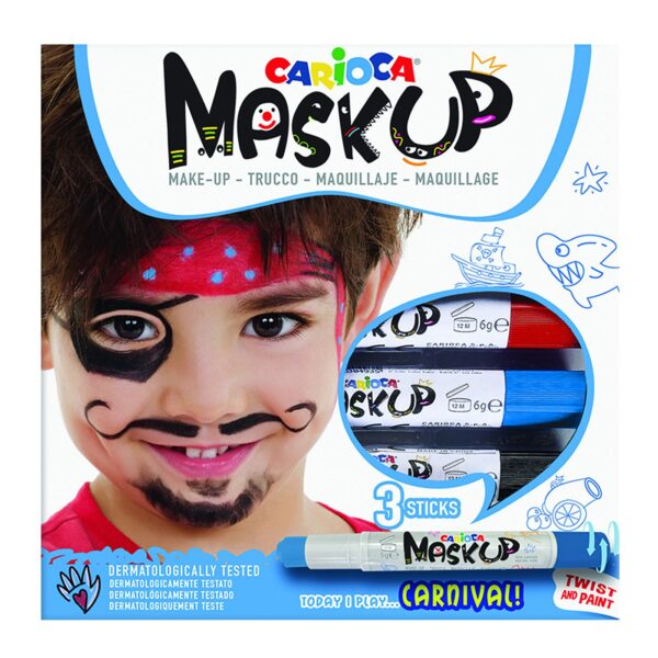 Βαφές Προσώπου 3τεμ Carioca Maskup (Κόκκινο-Μπλε-Μαύρο)  Carioca 43050