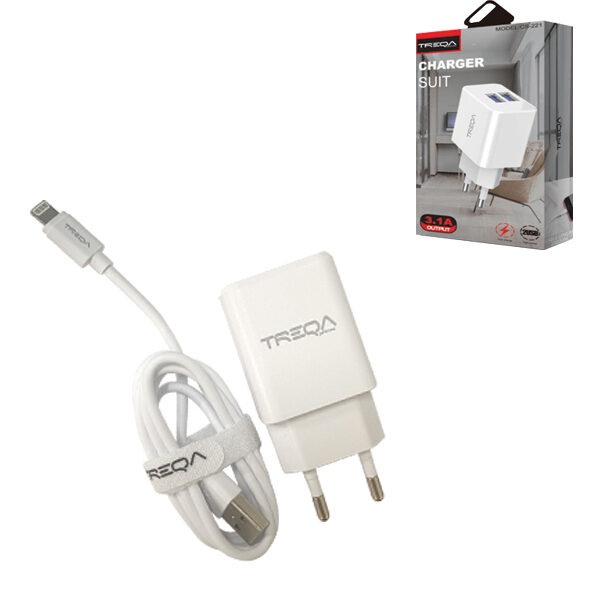 Treqa Ταχυφορτιστής 1x USB με καλώδιο για ios συσκευές CS-221