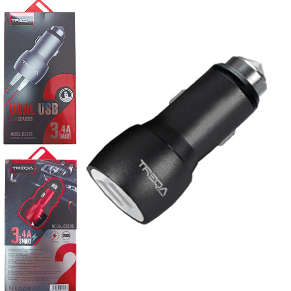 Treqa Φορτιστής Αυτοκινήτου  CS-205 3.4A με Θύρες: 2xusb με καλώδιο Type-C
