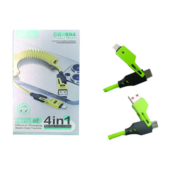 Treqa Καλώδιο ταχείας φόρτισης CA-894  σπιράλ 4 σε 1