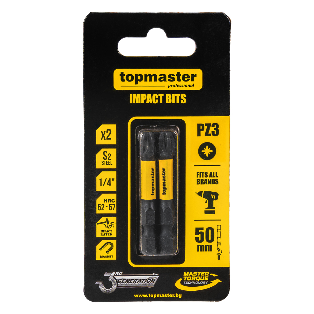 338735 TOP MASTER Μύτη κατσαβιδιού Impact σταυρός με μέγεθος PZ3 50mm συσκευασία 2τεμ. 338735 - Image 1