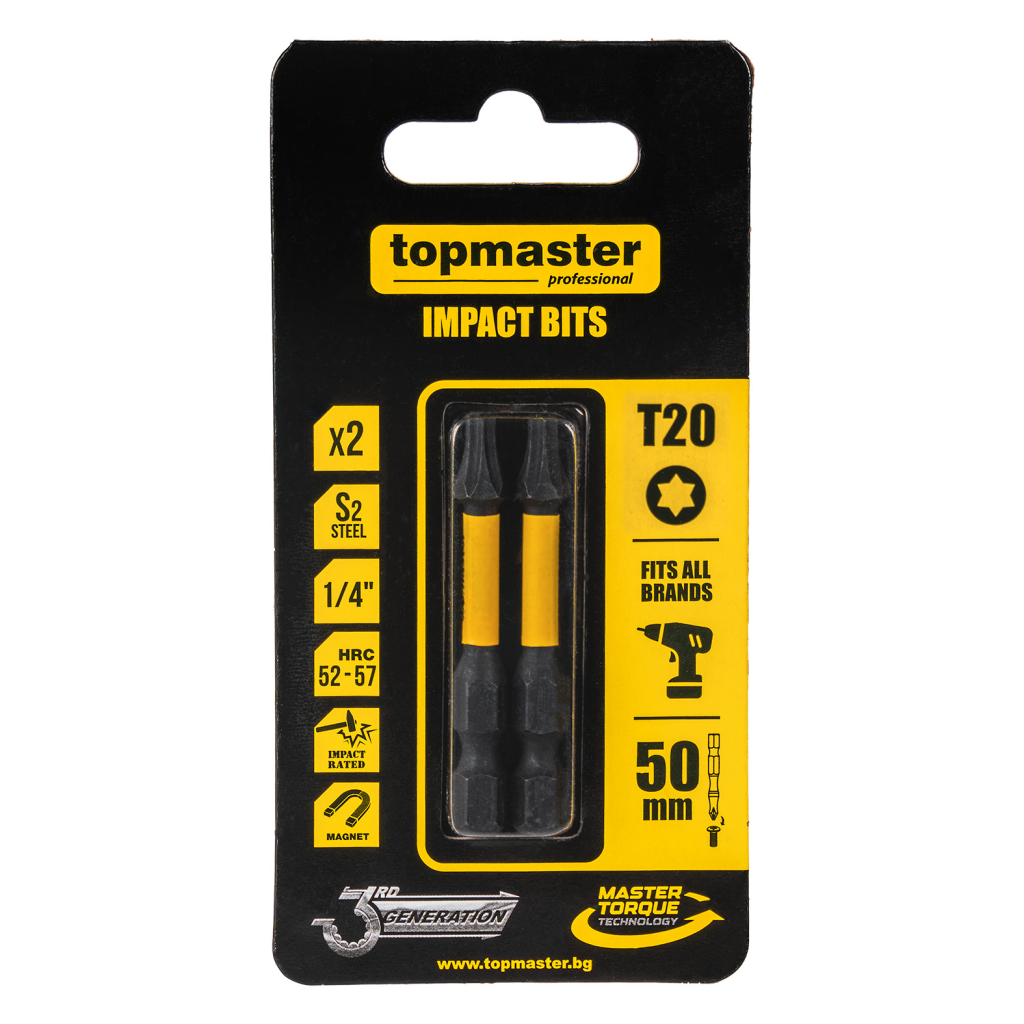 338737 TOP MASTER Μύτη κατσαβιδιού Impact Torx με μέγεθος TX20 50mm συσκευασία 2τεμ. 338737 - Image 1