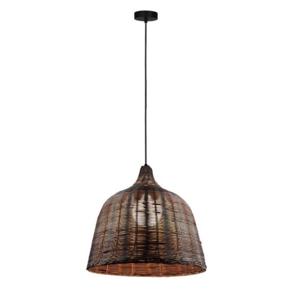 Φωτιστικό μονόφωτο "BASKET" από μπαμπού/PVC σε καφέ χρώμα Φ45x100 Ε27