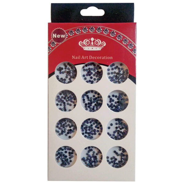 Διακοσμητικά μαύρα στρασάκια νυχιών σε κασετίνα