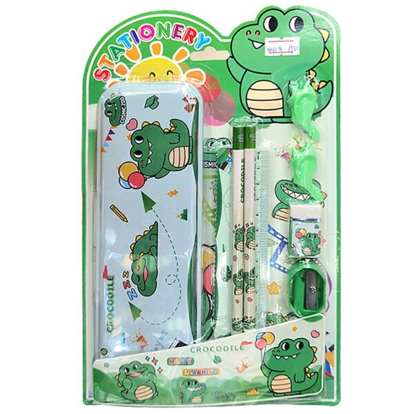 Σχολικό σετ=8τεμ. Κροκόδειλος με Μεταλλική Κασετίνα 27χ17cm JustNote 703446