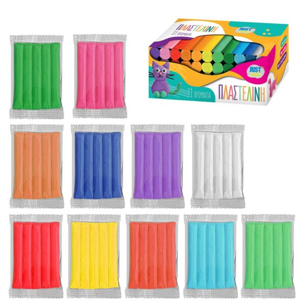 Πλαστελίνη Κλασσικό Κουτί 11 Χρώματα 500g net JustNote 70899