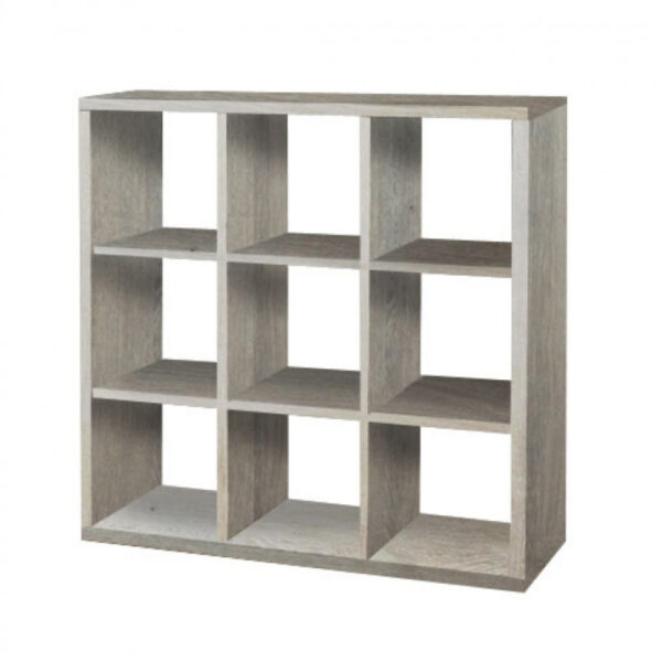 Βιβλιοθήκη με κύβους 3x3 σε χρώμα σταχτί 110x35x110