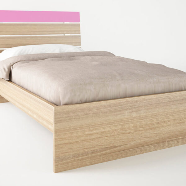 Παιδικό κρεβάτι "ΝΟΤΑ" ημίδιπλο σε χρώμα δρυς-ροζ 110x190