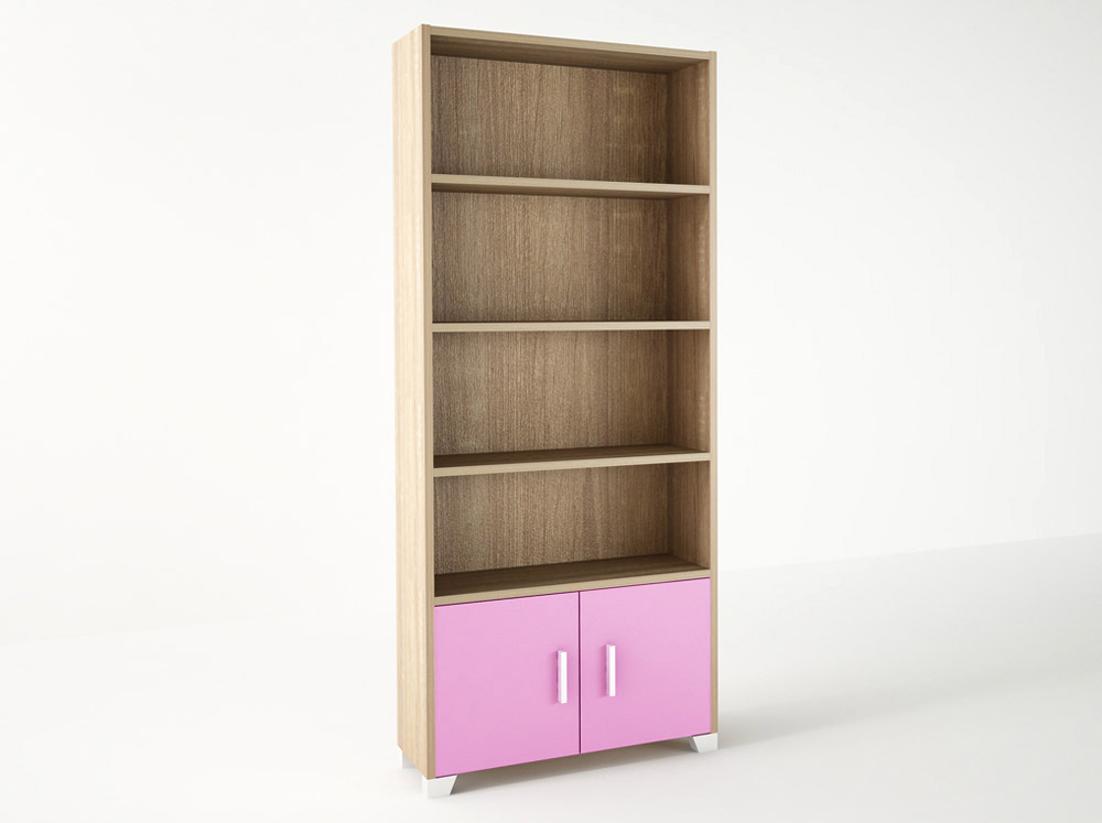 500-00225 Βιβλιοθήκη παιδική σε χρώμα δρυς-ροζ 75x30x180 - Image 1