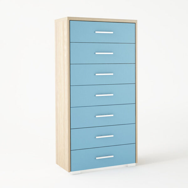 Συρταριέρα με 7 συρτάρια σε χρώμα δρυς-σιελ 60x45x123