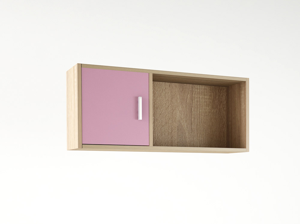 500-00274 Βιβλιοθήκη τοίχου κρεμαστή σε χρώμα δρυς-ροζ 100x30x43 - Image 1