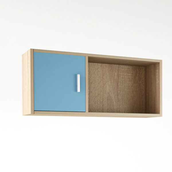 Βιβλιοθήκη τοίχου κρεμαστή σε χρώμα δρυς-σιελ 100x30x43