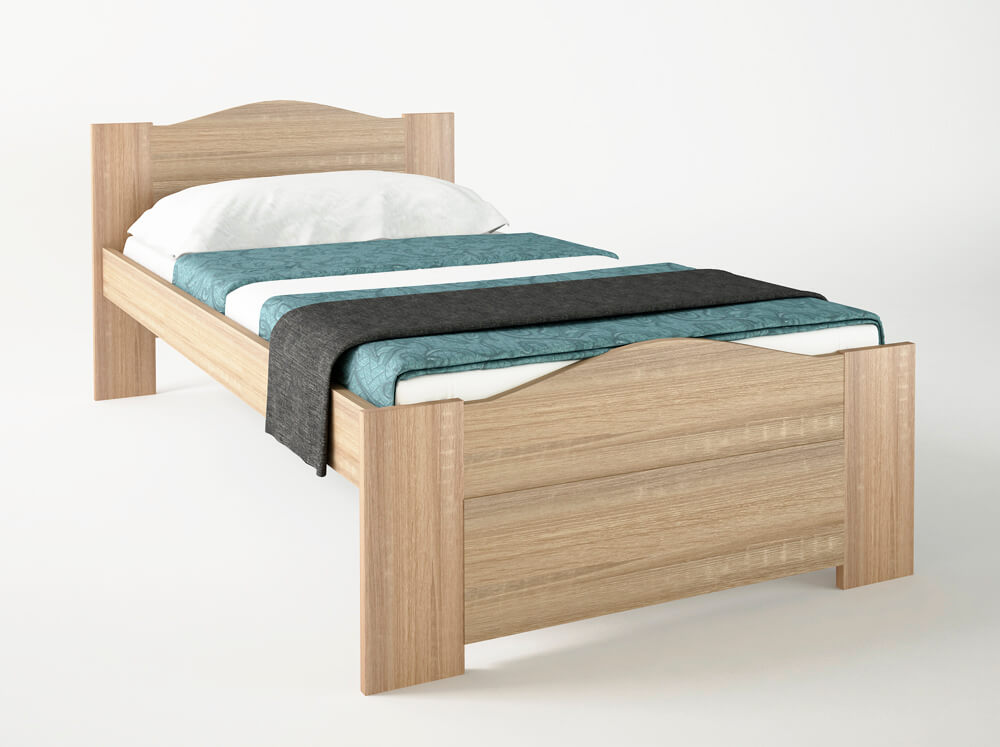 500-00282 Κρεβάτι "ΚΥΜΑ" ημίδιπλο σε χρώμα δρυς 110x190 - Image 1