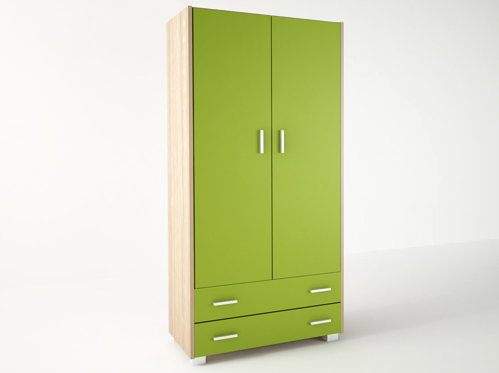 500-00298 Ντουλάπα παιδική δίφυλλη σε χρώμα δρυς-λαχανί 85x50x180 - Image 1