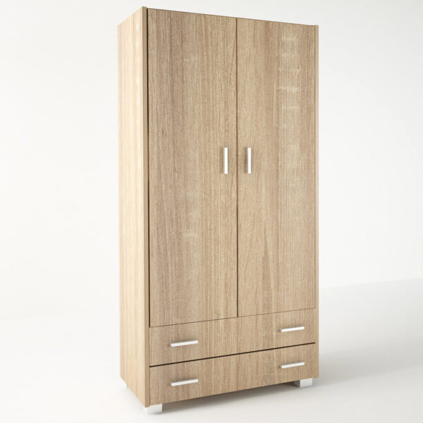 Ντουλάπα δίφυλλη σε χρώμα δρυς 85x50x180