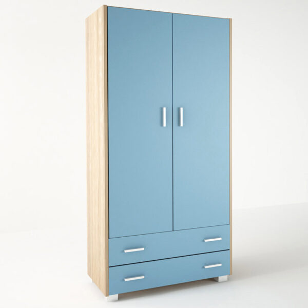 Ντουλάπα παιδική δίφυλλη σε χρώμα δρυς-σιελ 105x50x180