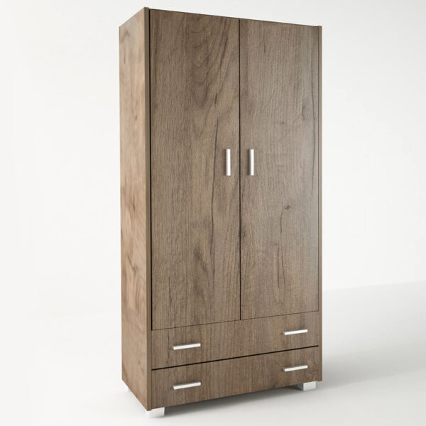 Ντουλάπα δίφυλλη σε χρώμα καρυδί 105x50x180