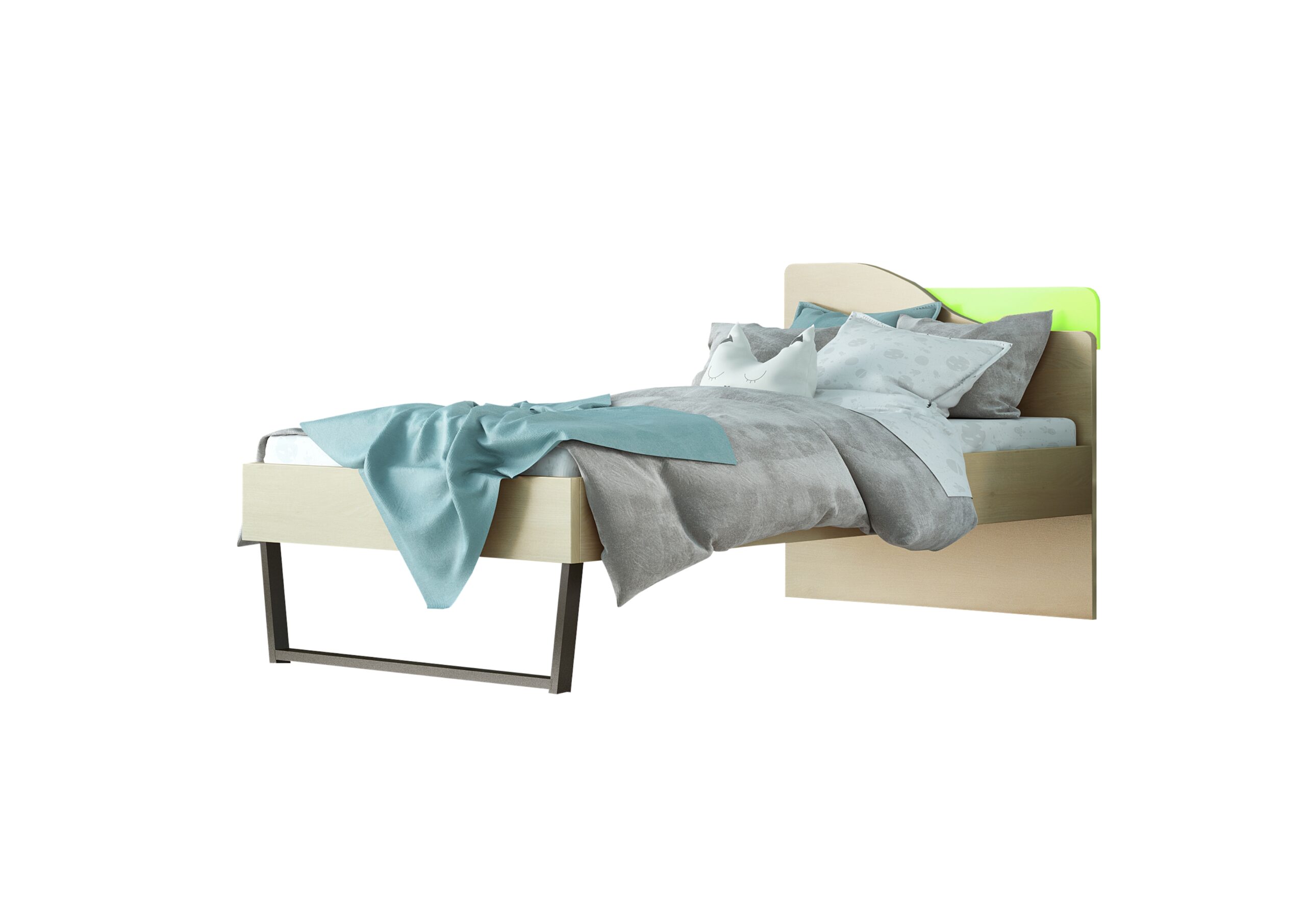 500-00522-scaled Παιδικό κρεβάτι "ΤΟΞΟ" ημίδιπλο σε χρώμα δρυς-λαχανί 110x190 - Image 1