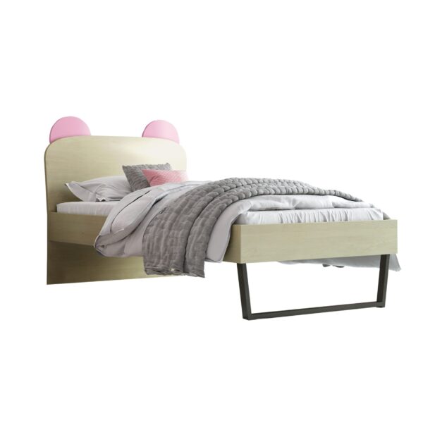 Παιδικό κρεβάτι "ΚΟΡΩΝΑ" ημίδιπλο σε χρώμα δρυς-ροζ 110x190