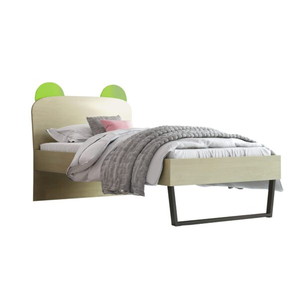 Παιδικό κρεβάτι "ΚΟΡΩΝΑ" ημίδιπλο σε χρώμα δρυς-λαχανί 110x190