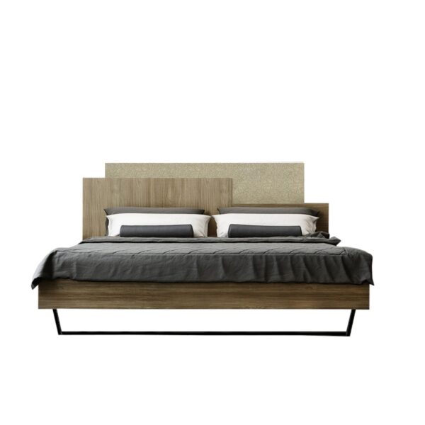 Κρεβάτι "ΜΟΡΦΕΑΣ" διπλό σε χρώμα καρυδί-εκρου σκούρο 160x200