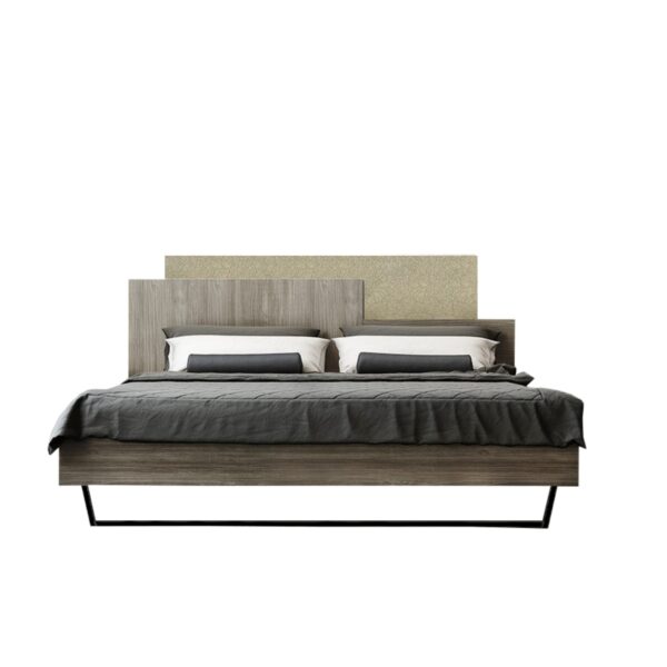 Κρεβάτι "ΜΟΡΦΕΑΣ" διπλό σε χρώμα σταχτί-εκρου σκούρο 160x200