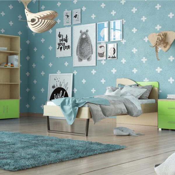 Παιδικό δωμάτιο "ΤΟΞΟ" σετ 5 τμχ σε χρώμα δρυς-λαχανί