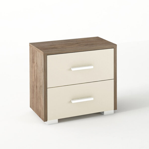 Κομοδίνο παιδικό με 2 συρτάρια σε χρώμα καρυδί-εκρού 50x34x48