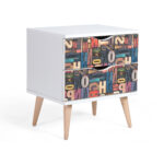 Κομοδίνο ''ADELE'' με 2 συρτάρια σε χρώμα λευκό με patchwork λεπτομέρειες 45x36x50εκ