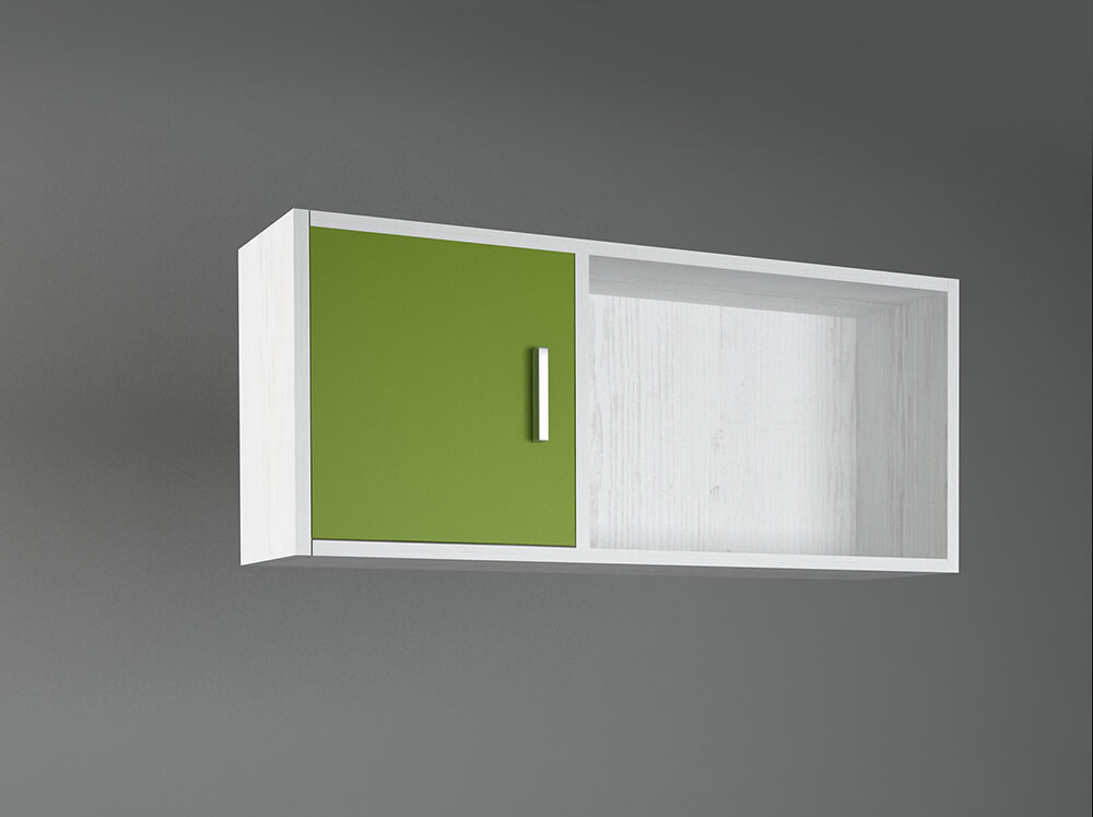 500-00818 Βιβλιοθήκη τοίχου κρεμαστή σε χρώμα λευκό ρουστίκ-λαχανί 100x30x43 - Image 1