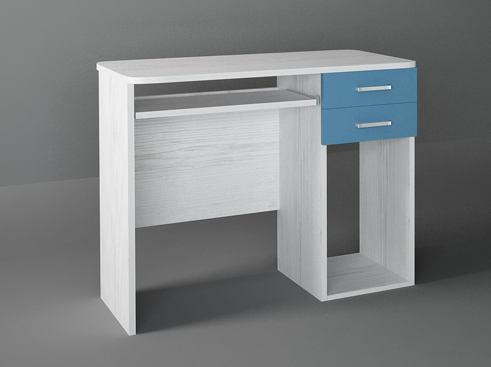 500-00830 Γραφείο εργασίας σε χρώμα λευκό ρουστικ-σιέλ 100x55x80 - Image 1