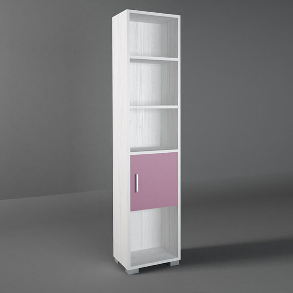 Βιβλιοθήκη παιδική σε χρώμα λευκό ρουστίκ-ροζ 40x30x180