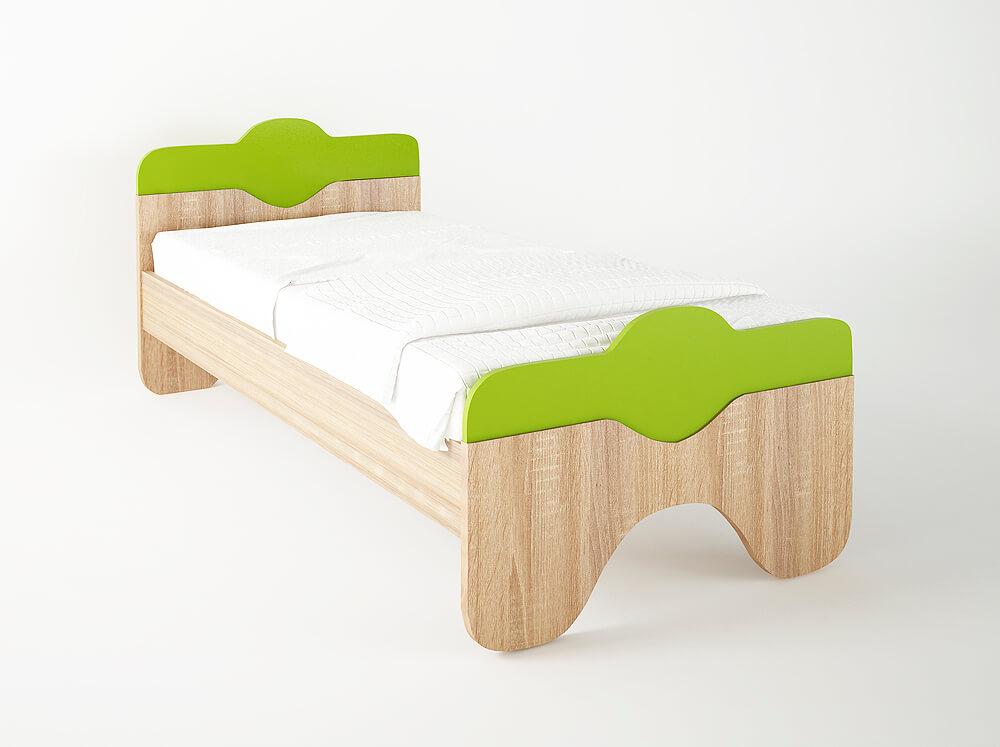 500-00892 Κρεβάτι "TAZ" μονό σε χρώμα δρυς-λαχανί 90x190 - Image 1