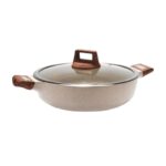 Ρηχή κατσαρόλα αντικολλητική με καπάκι - 5.5L - CA005-BS32-Beige - DSP - 563806