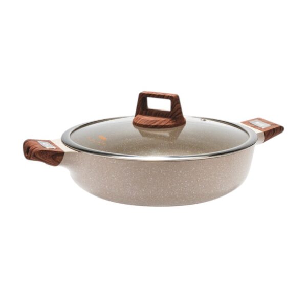 Ρηχή κατσαρόλα αντικολλητική με καπάκι - 5.5L - CA005-BS32-Beige - DSP - 563806