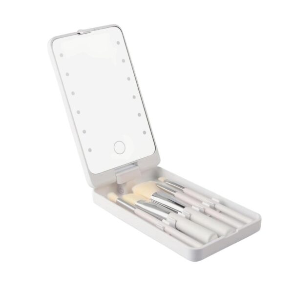 Καθρέπτης μακιγιάζ LED κασετίνα με σετ πινέλων - XR-6601 - 566016 - White