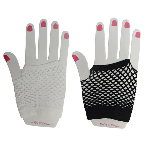 Γάντια διχτυωτά αποκριάτικα λευκά - μαύρα