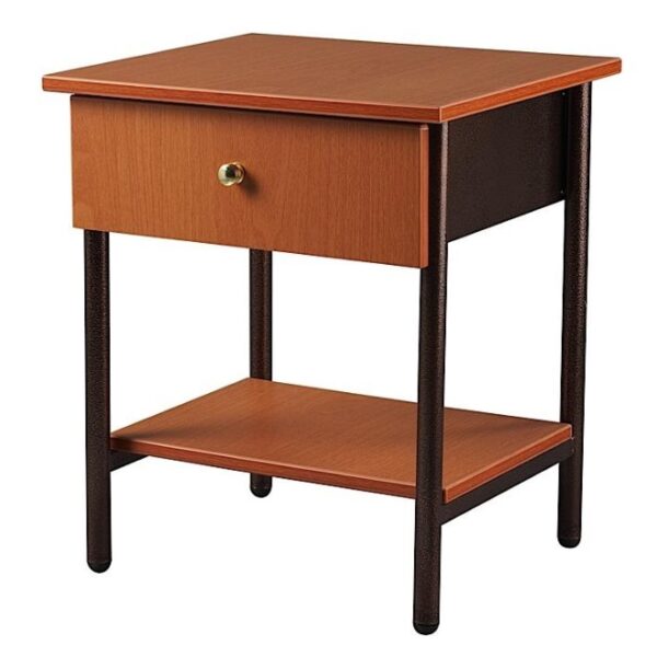 Κομοδίνο μεταλλικό με συρτάρι σε χρώμα καφέ 45x38x53